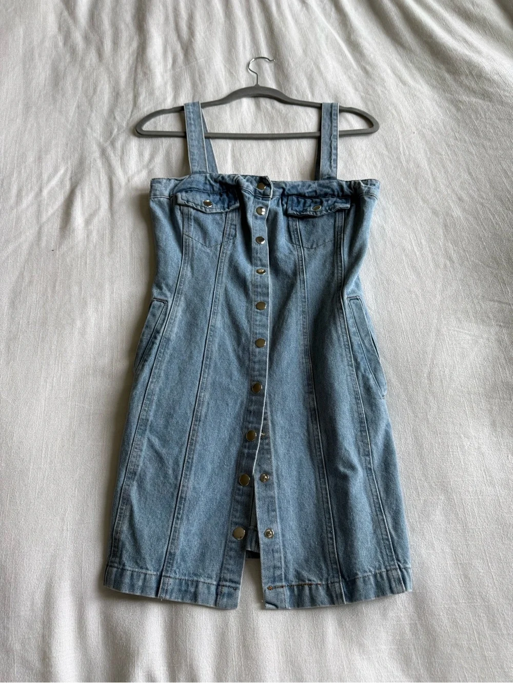 BDG Light Blue Denim Button-Front Dress - Picture 3 of 5